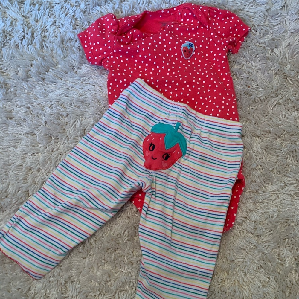 Strawberry onesie and pants set